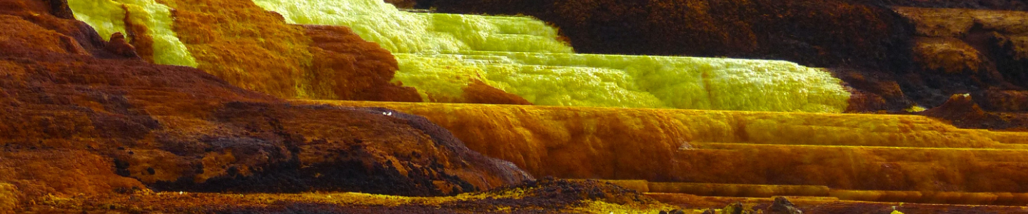 Photograph of a layered canyon landscape
