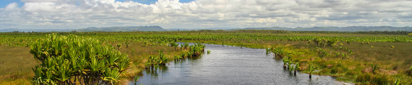 Wide river flowing through vast plateau in Northern Madagascar